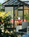 L'entrée de la serre en verre Sophie de la marque belge ACD 22.59 m2 - Orangerie