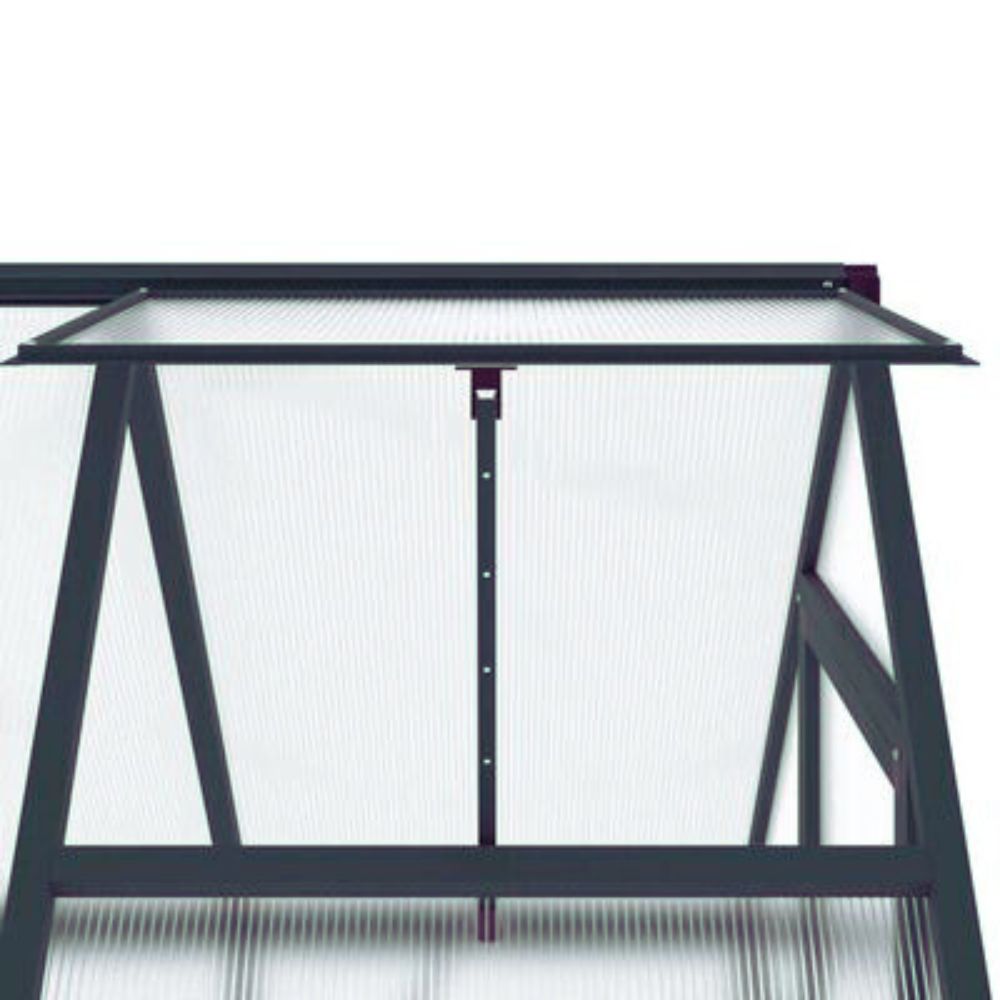Ouverture vue de face de la petite serre de jardin polycarbonate