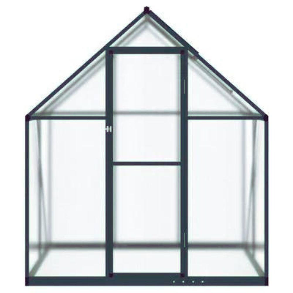 Vue de face de la petite serre de jardin polycarbonate grise anthracite pas cher