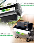 Accessoires inclus dans le chauffage Phoenix pas cher pour serre ACD avec sa chaîne suspendue et ses pieds de support