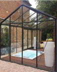 Serre en verre Bora Bora 3 Blackline ACD - 13.46 m2 aménagée pour recevoir un jacuzzi