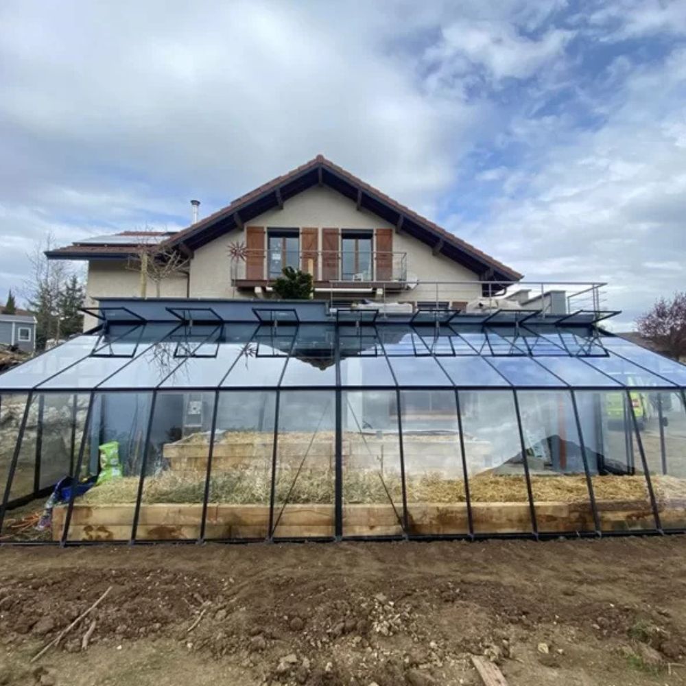 Serre adossée en verre MS304 ACD - 9 m2 - parois obliques