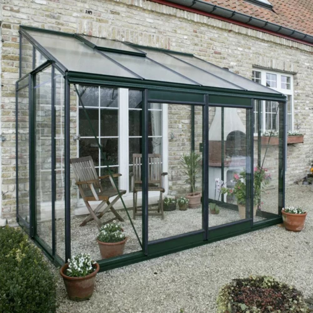 Serre adossée en verre laquée MS304 de la marque ACD - 9 m2 - parois obliques