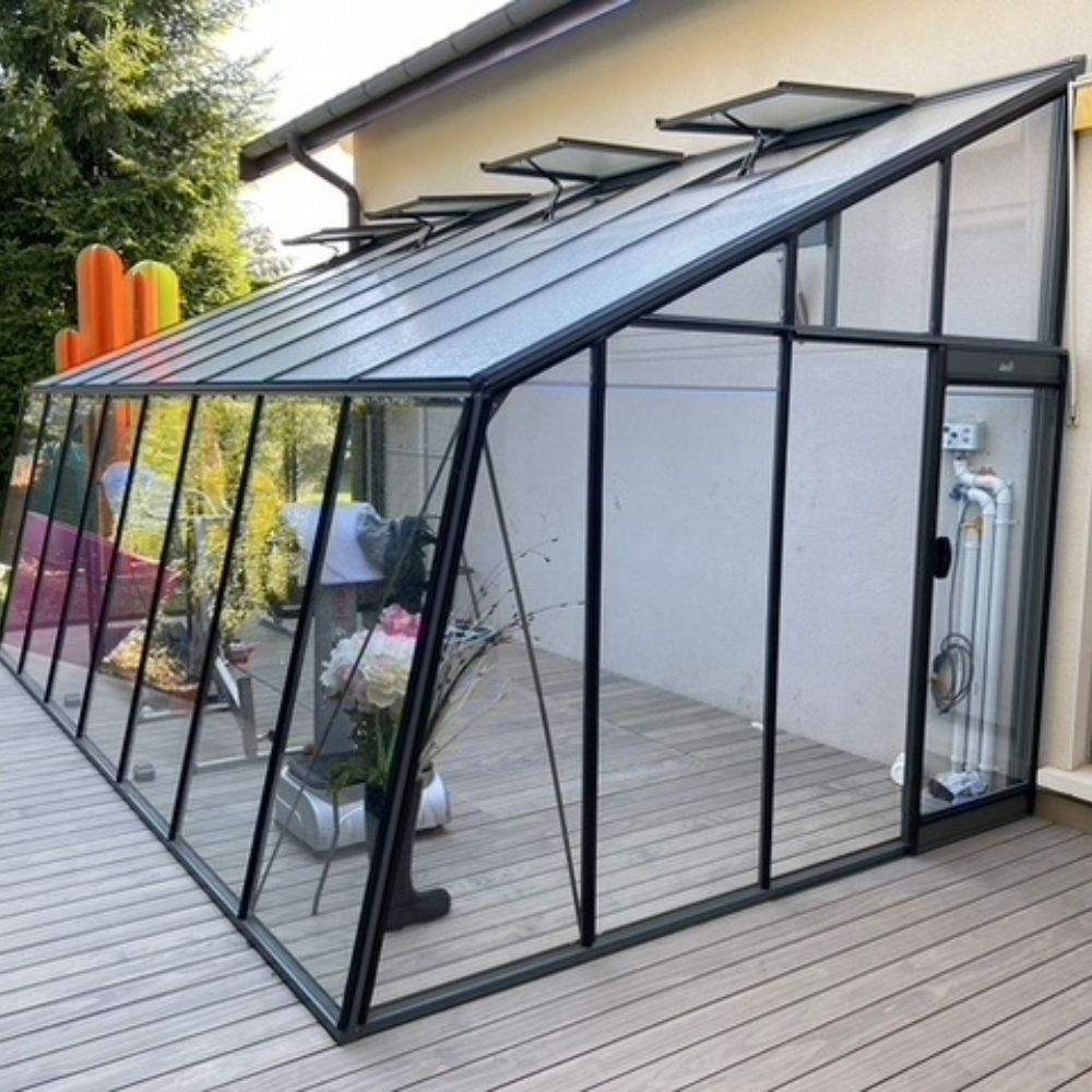 Serre adossée en verre MS306 ACD - 13.44 m2 - parois obliques