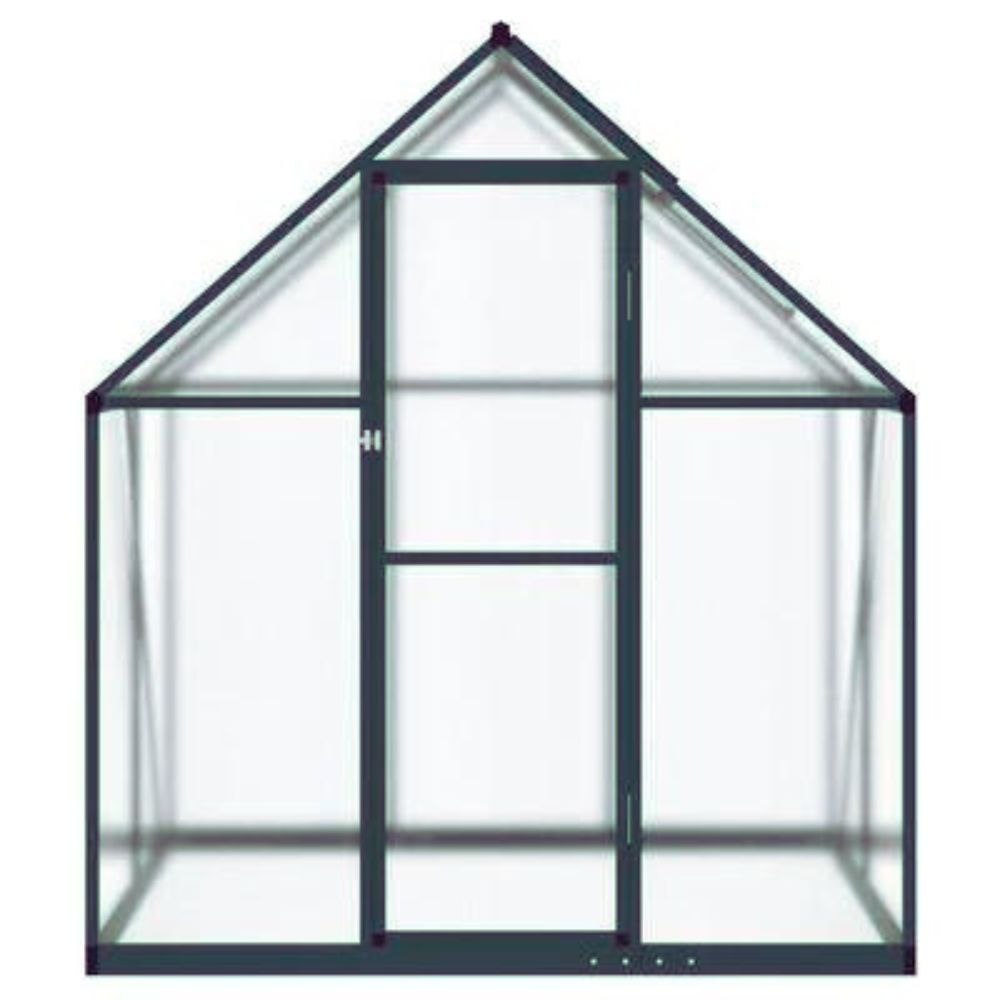 Vue de face de la petite serre de jardin polycarbonate grise anthracite pas cher