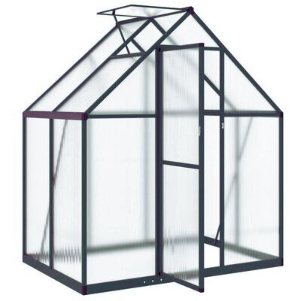 Mini serre de jardin polycarbonate ouverte légèrement de profil