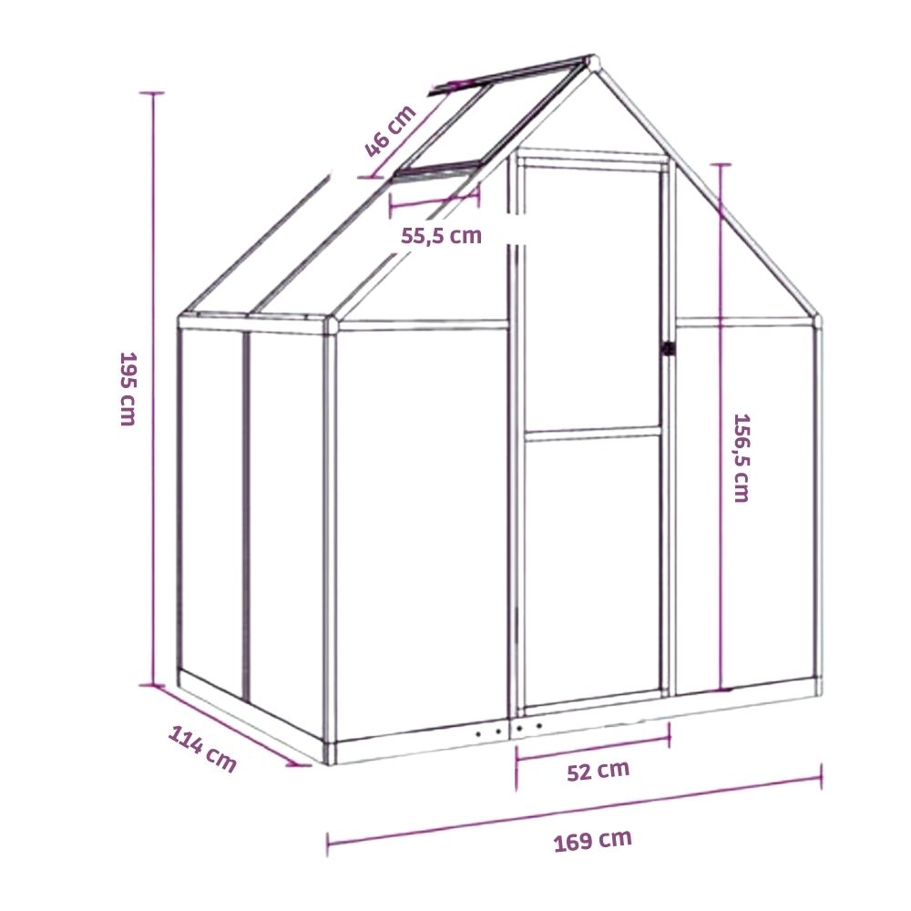 Dimensions de la serre de jardin petit format en polycarbonate