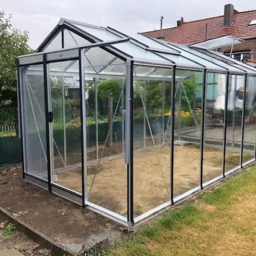 Serre de jardin en verre de 10m² en aluminium et avec verre securit