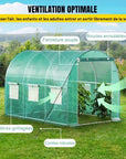 Serre de jardin tunnel 6m² avec ventilation