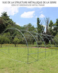 Vue de la structure en acier de la Serre de jardin tunnel 18m2